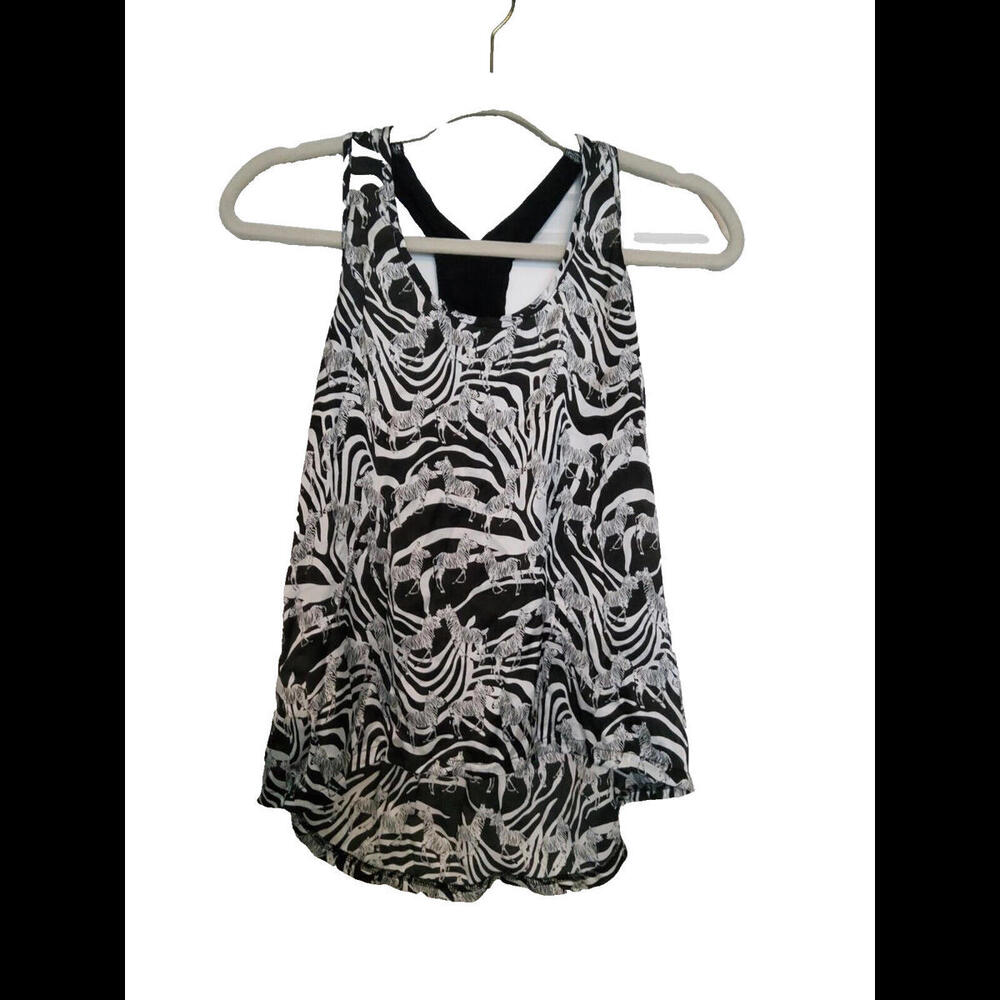 Love Culture Ladies Black White Zebra Razor Back Tank Top Small
